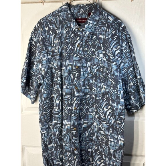 Covington Button Down Shirt Men's XL Blue & Black 100% Cotton Casual Easy Care - Picture 1 of 10